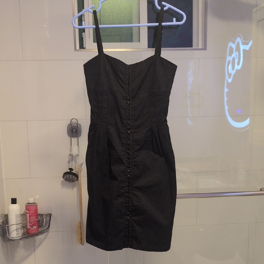 Mia Melon Chic Black Dress With Blue Polka Dots